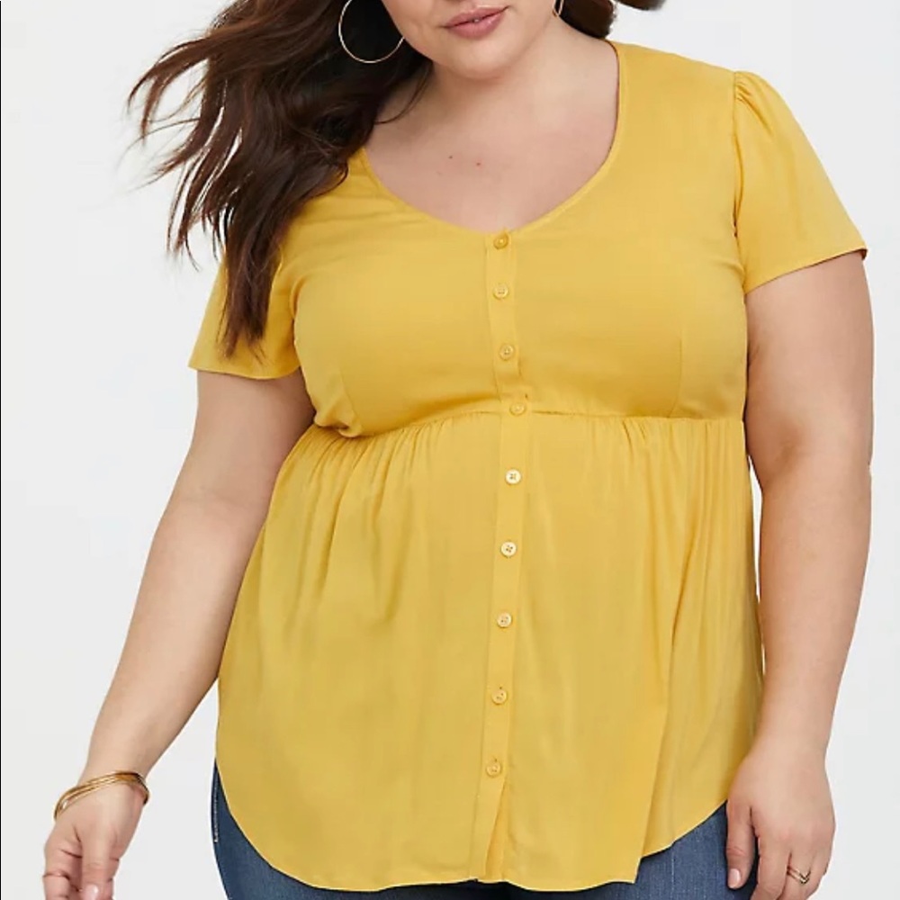 Torrid - Yellow Challis Babydoll Top